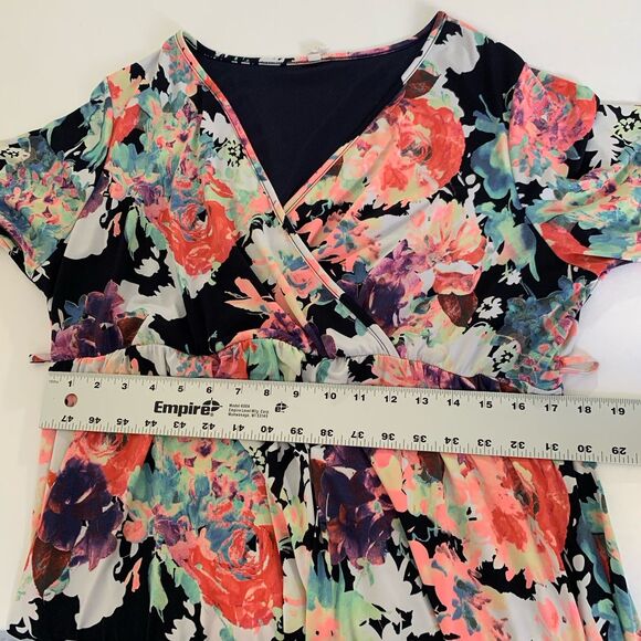 PinkBlush Maxi Dress Women 3XL Maternity Pink Navy Floral Abstract Baby Shower - Picture 9 of 10